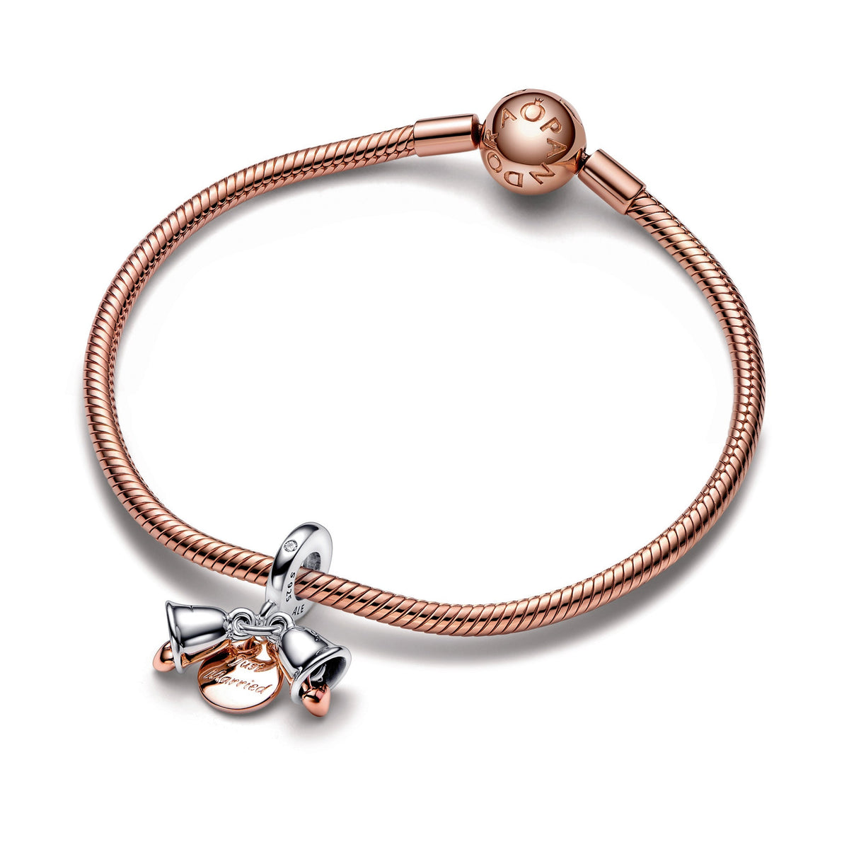 Pandora Two-Tone Wedding Bells Double Dangle Charm