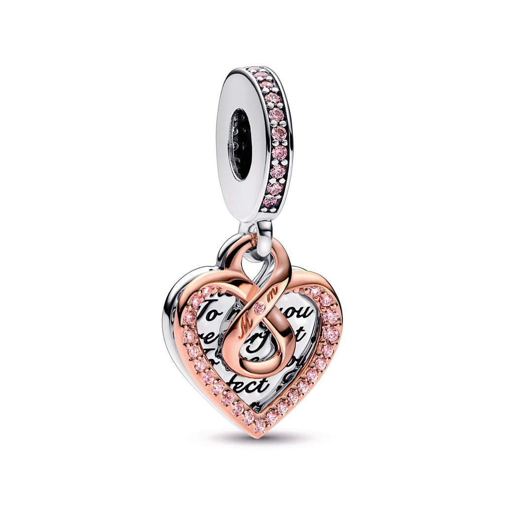 Pandora Two-Tone Infinity Heart Double Dangle Charm