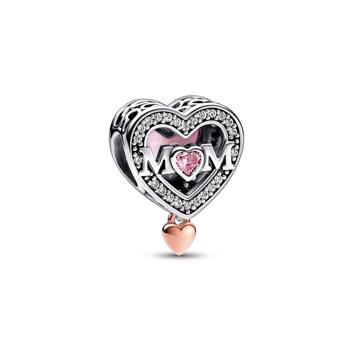 Pandora Two-Tone Openwork Mum & Heart Charm