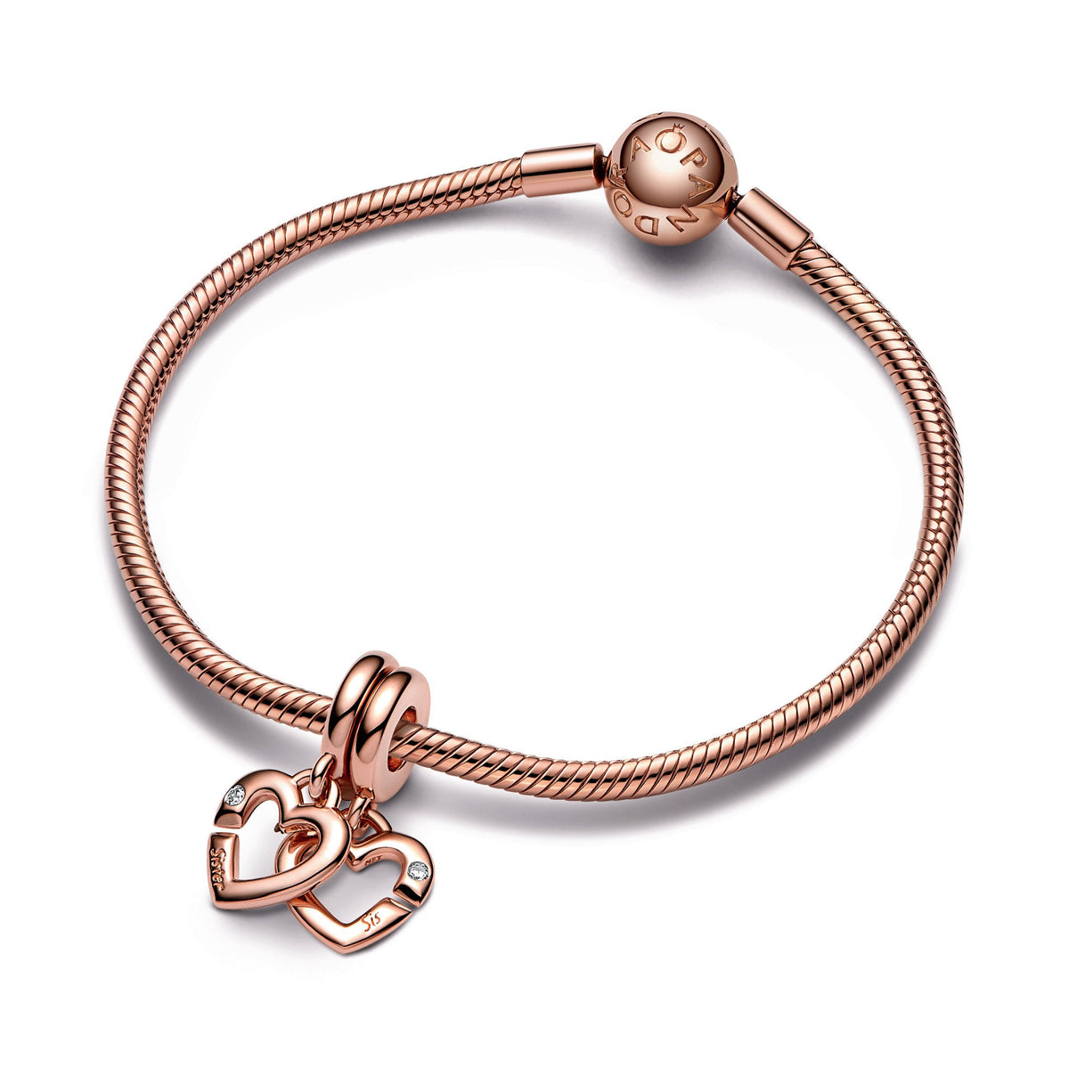 Pandora Linked Sister Hearts Split Dangle Charm