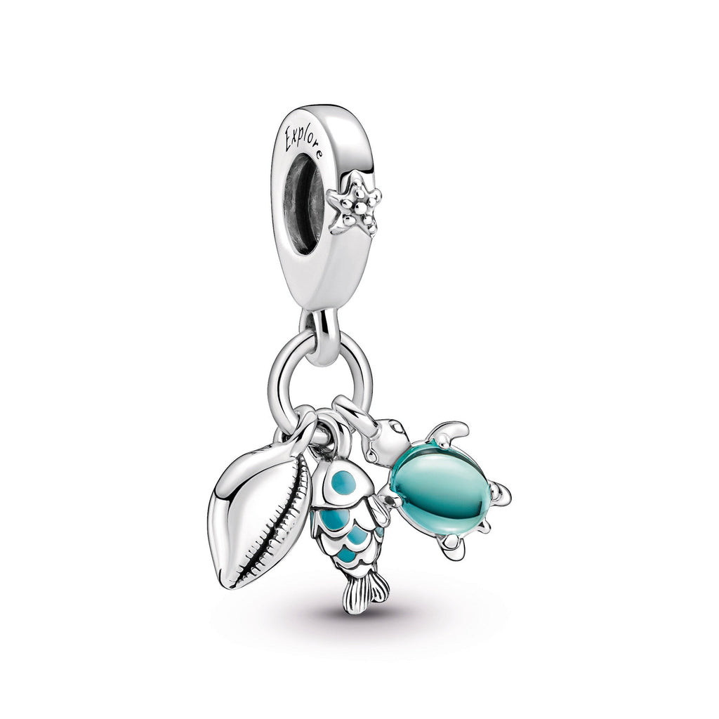 Pandora Fish, Sea Turtle & Conch Triple Dangle Charm