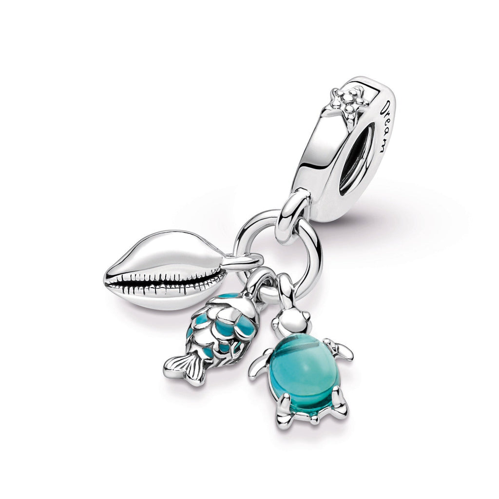 Pandora Fish, Sea Turtle & Conch Triple Dangle Charm