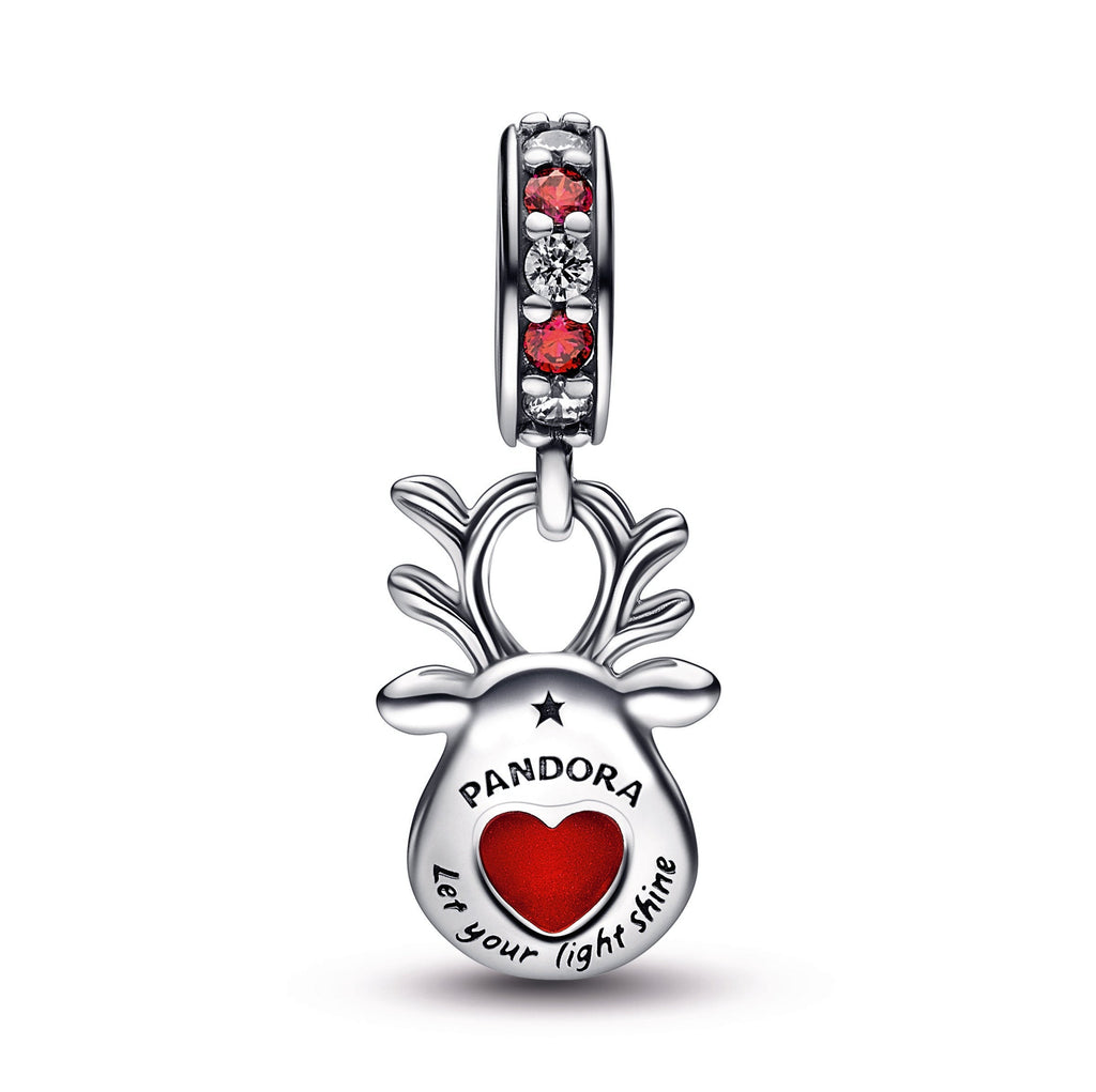 Pandora Red Nose Reindeer Murano Dangle Charm