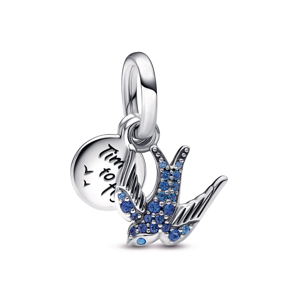 Pandora Sparkling Swallow & Quote Double Dangle Charm