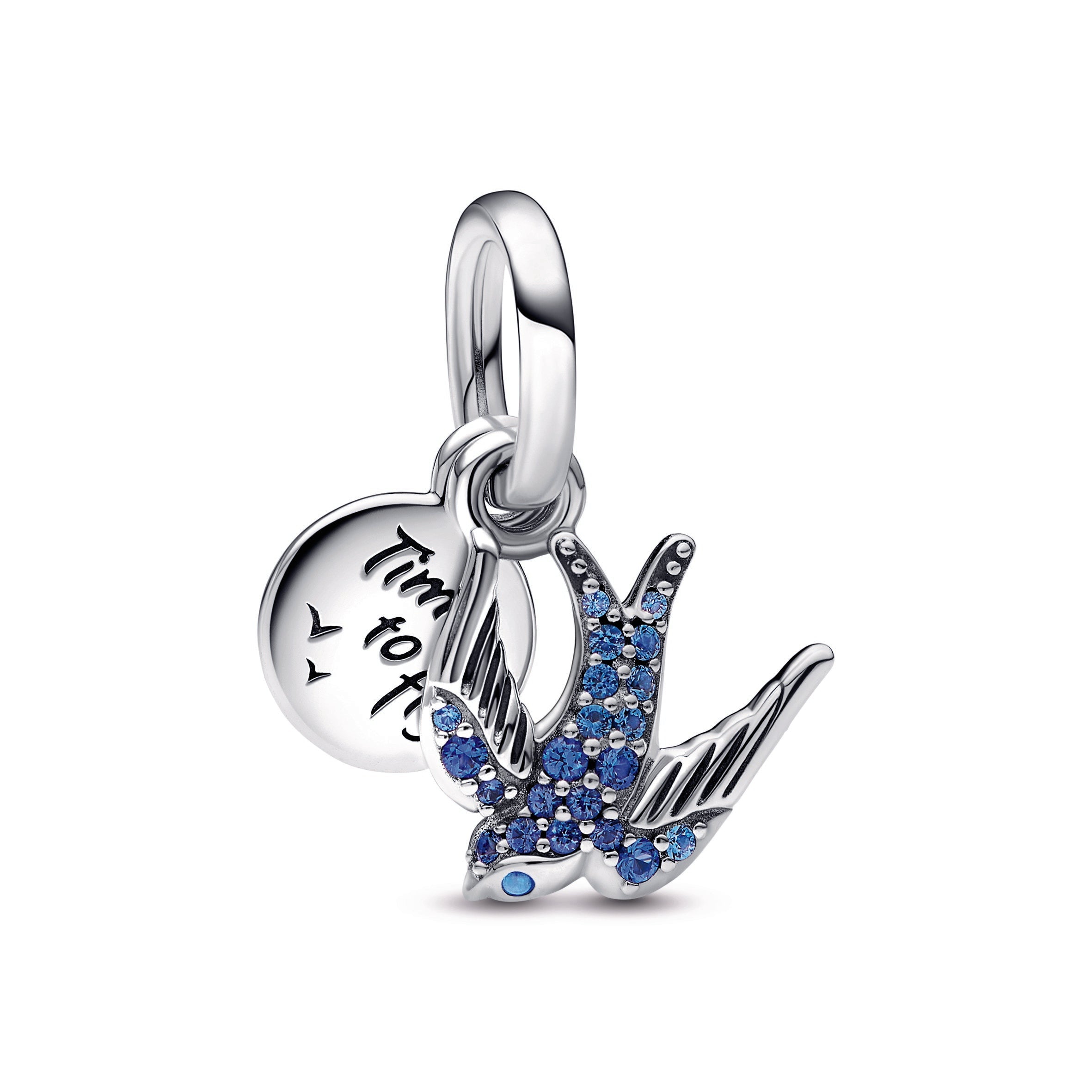 Pandora Sparkling Swallow & Quote Double Dangle Charm