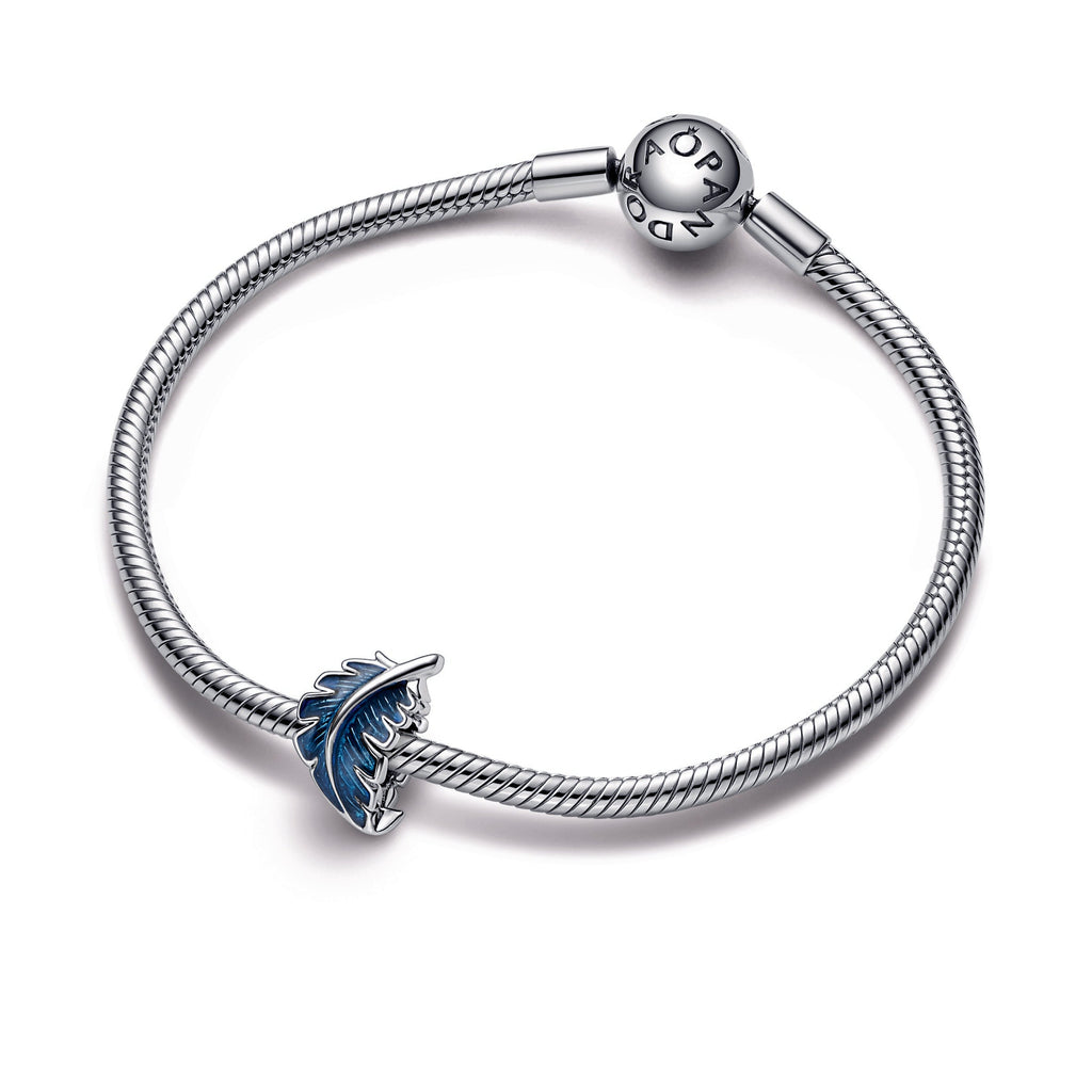 Pandora Blue Curved Feather Charm