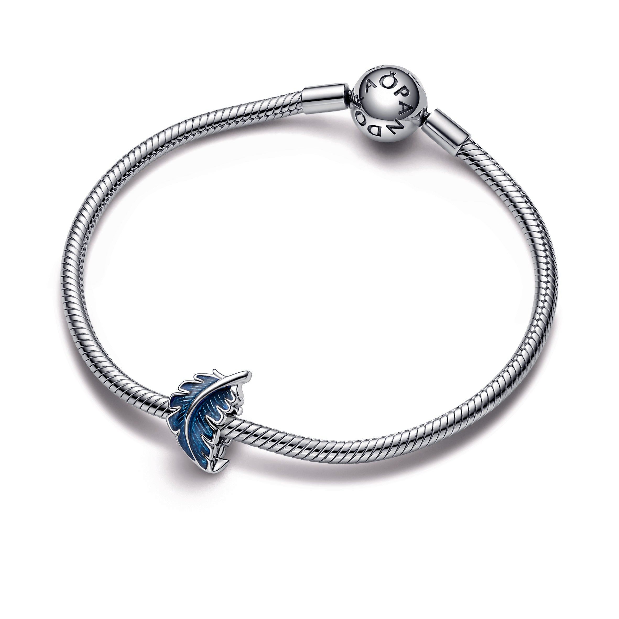 Pandora Blue Curved Feather Charm
