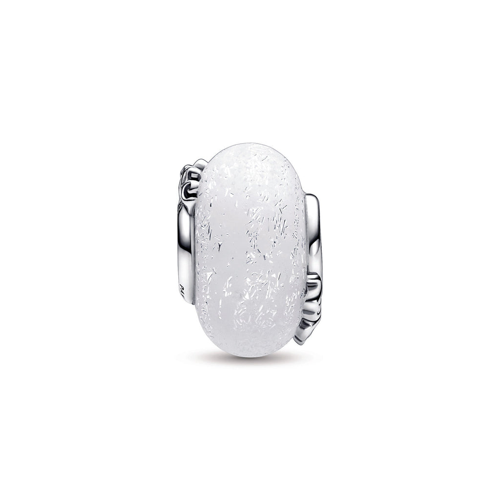 Pandora Glittery White Murano Glass Mum & Love Charm