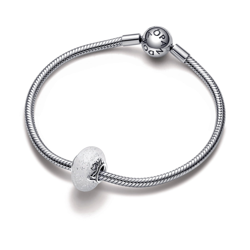 Pandora Glittery White Murano Glass Mum & Love Charm
