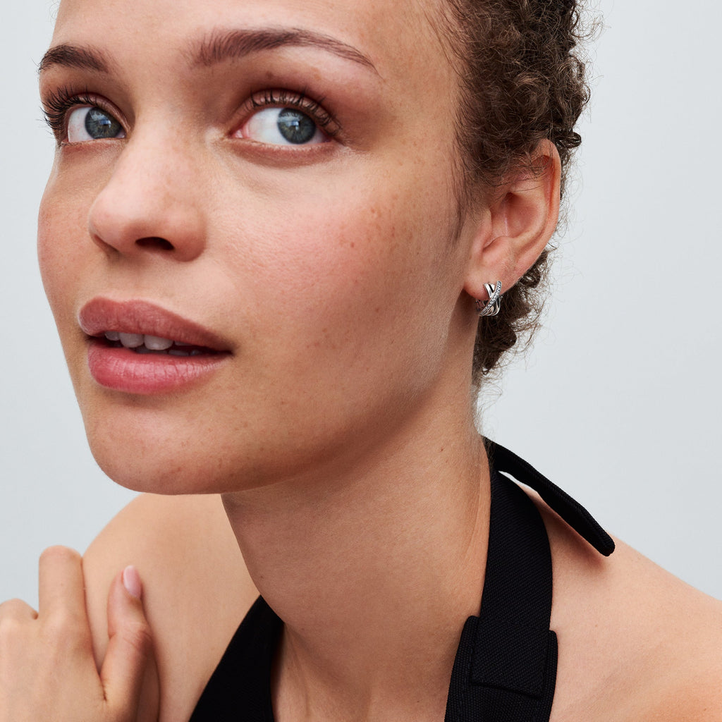 Pandora Crossover Pave Hoop Earrings