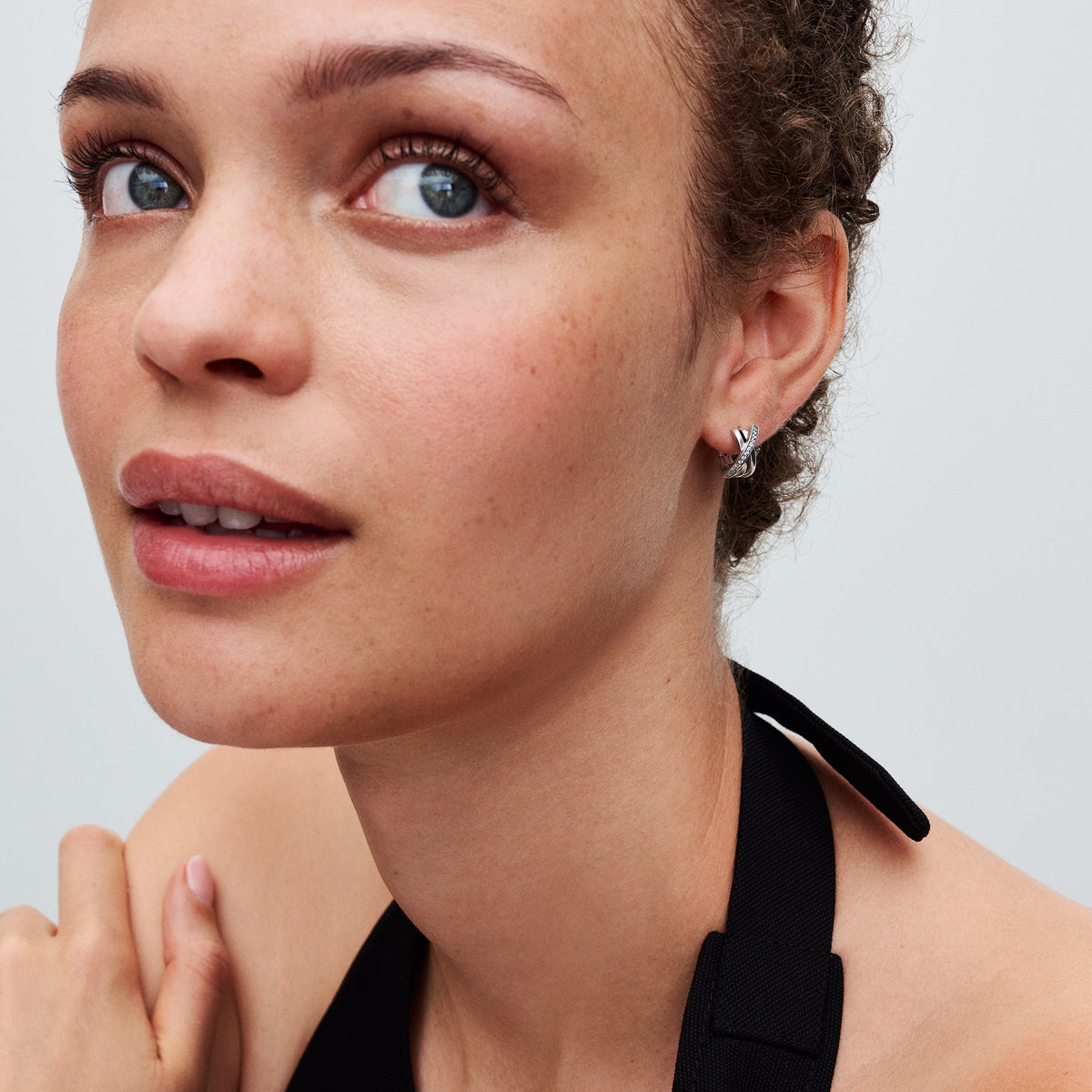 Pandora Crossover Pave Hoop Earrings
