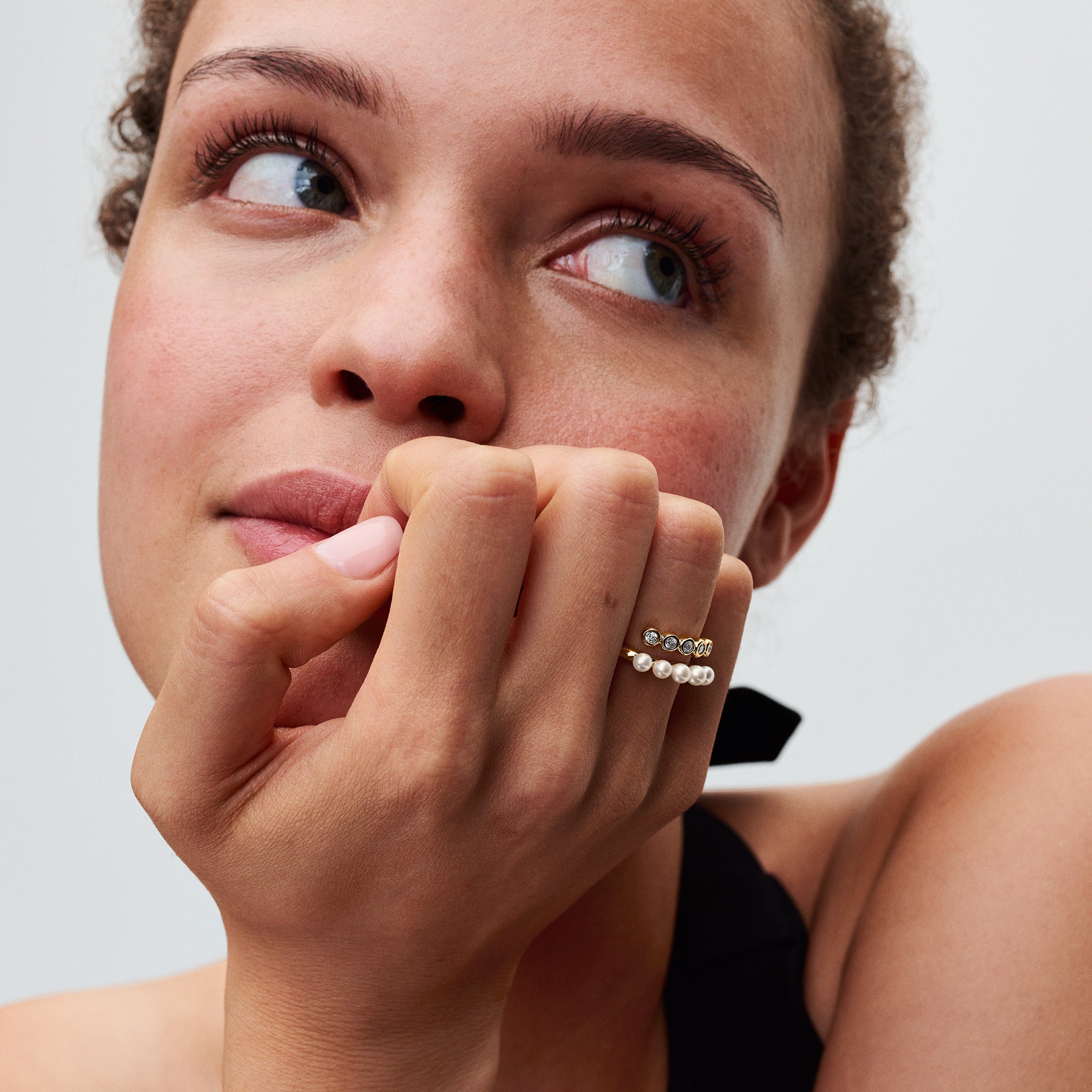Pandora Treated Freshwater Pearls & Stones Open Ring
