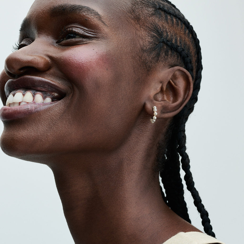 Pandora Treated Freshwater Pearls Open Hoop Earrings