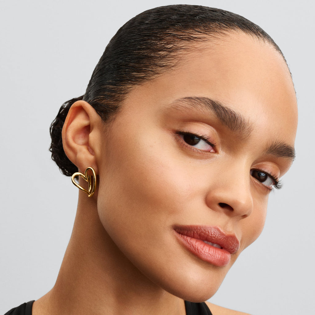 Pandora Organically Shaped Heart Hoop Earrings