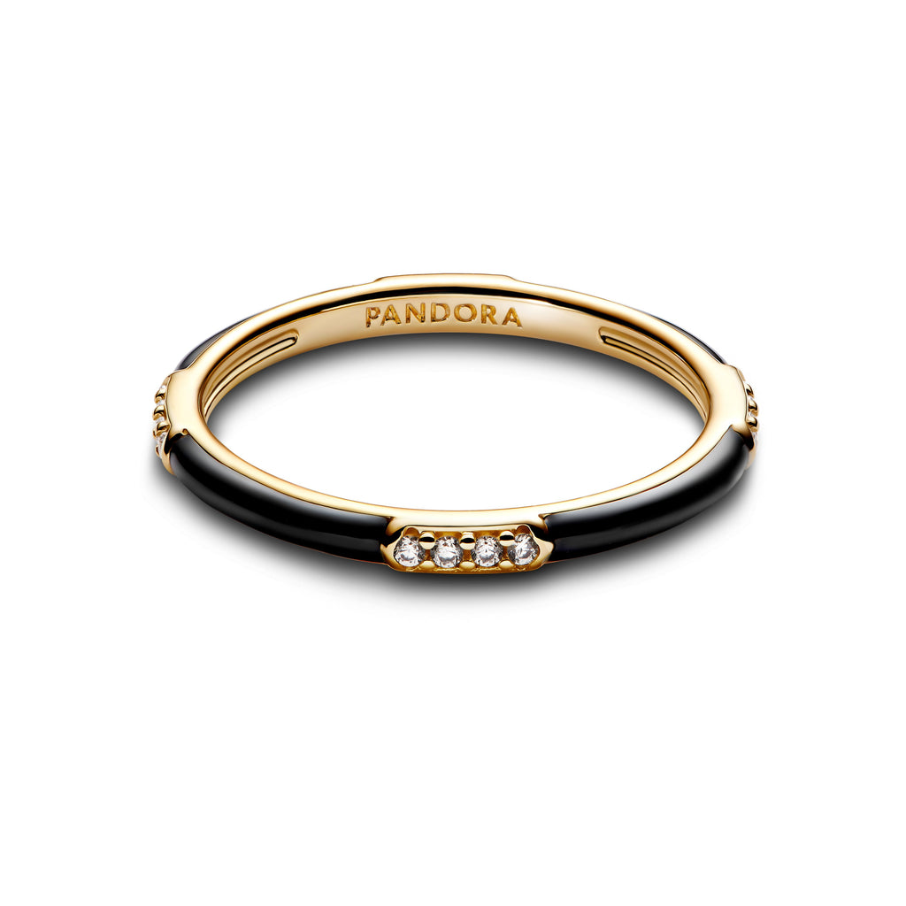 Pandora Black Enamel & Stones Ring