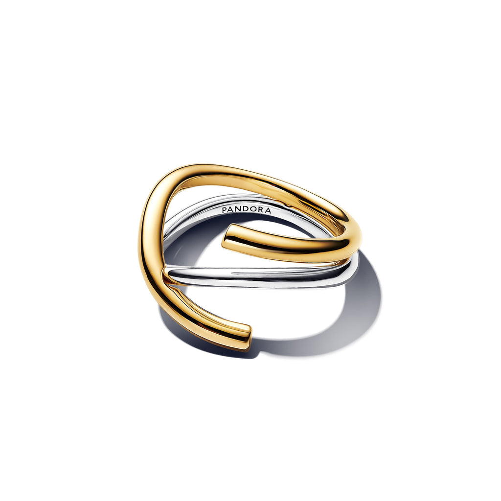 Pandora Organically Shaped Two-Tone Double Ring