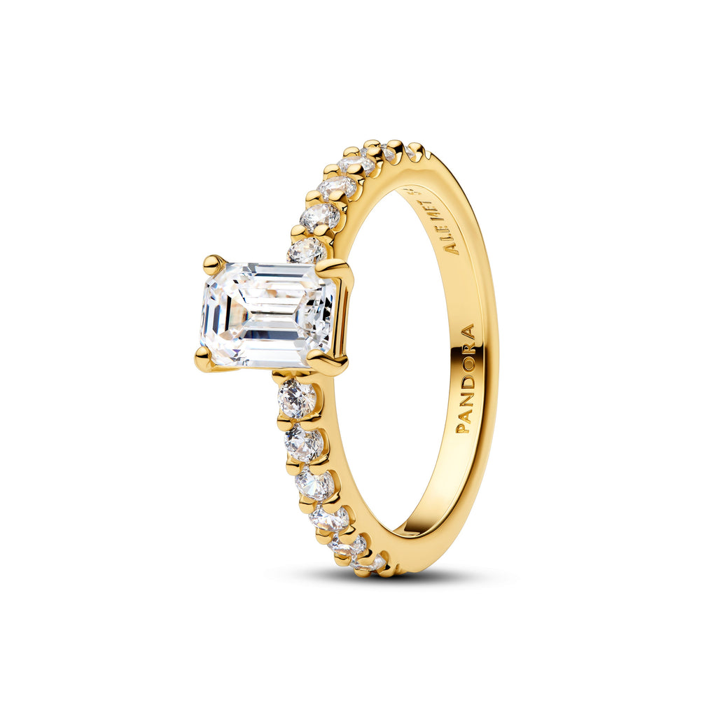 Pandora Rectangular Sparkling Halo Ring