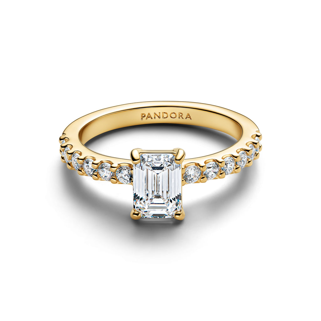 Pandora Rectangular Sparkling Halo Ring