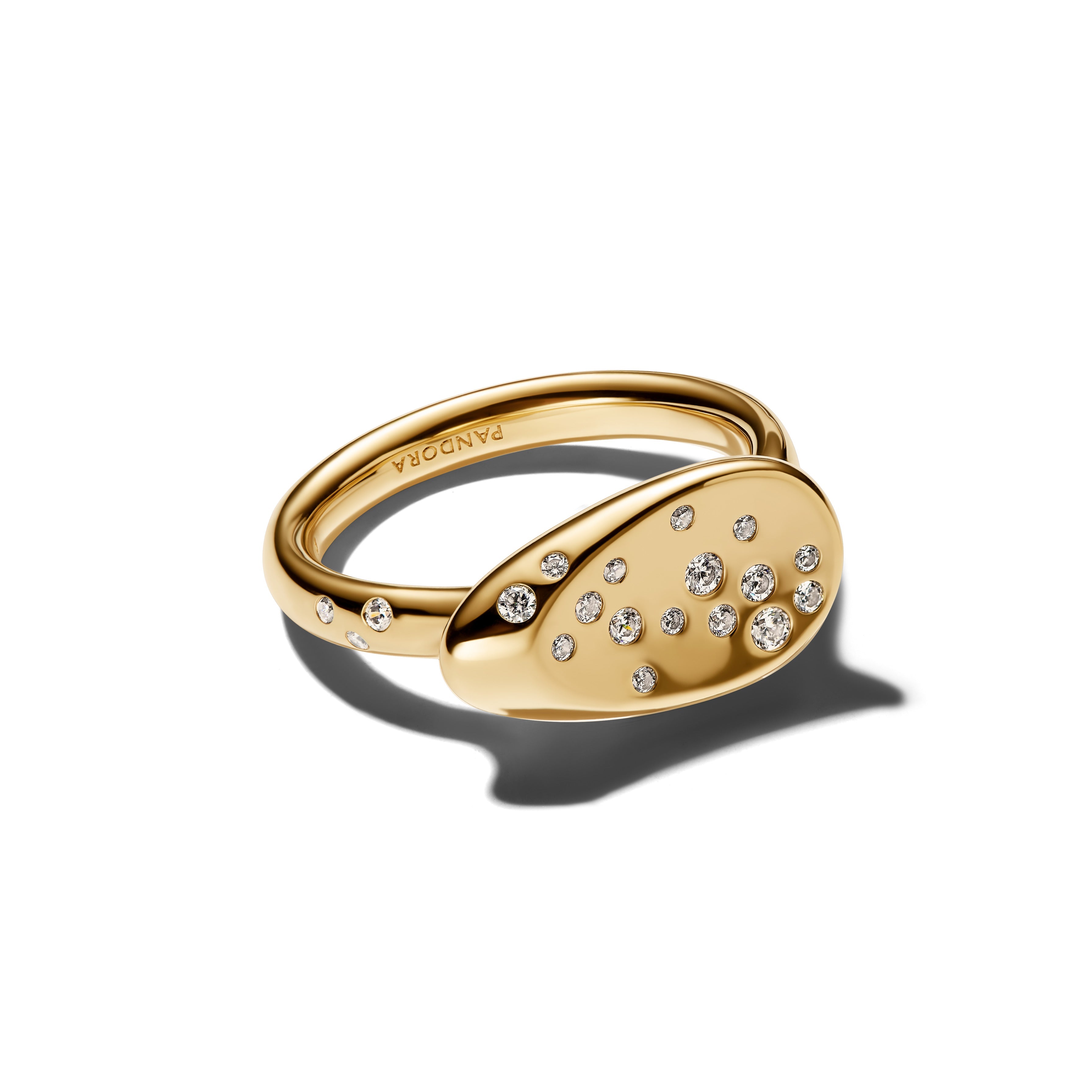 Pandora Small Stone-Set Oval Signet Ring