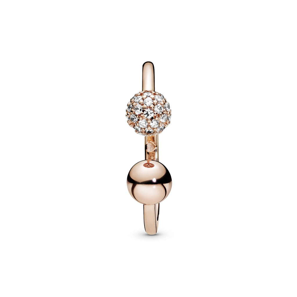 Pandora Polished & Pave Bead Open Ring