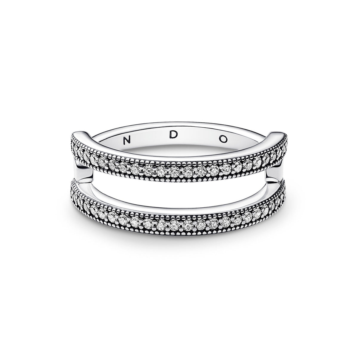 Pandora Signature Logo & Pave Double Band Ring