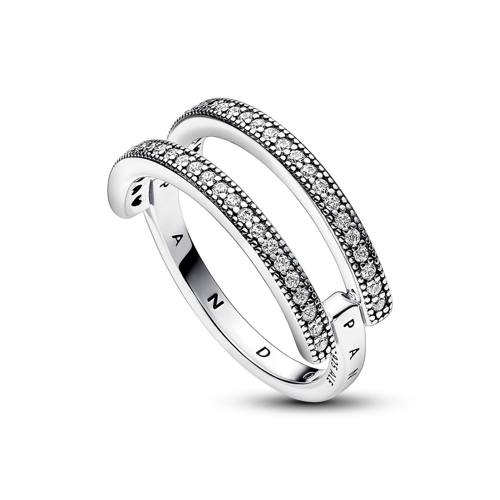 Pandora Signature Logo & Pave Double Band Ring