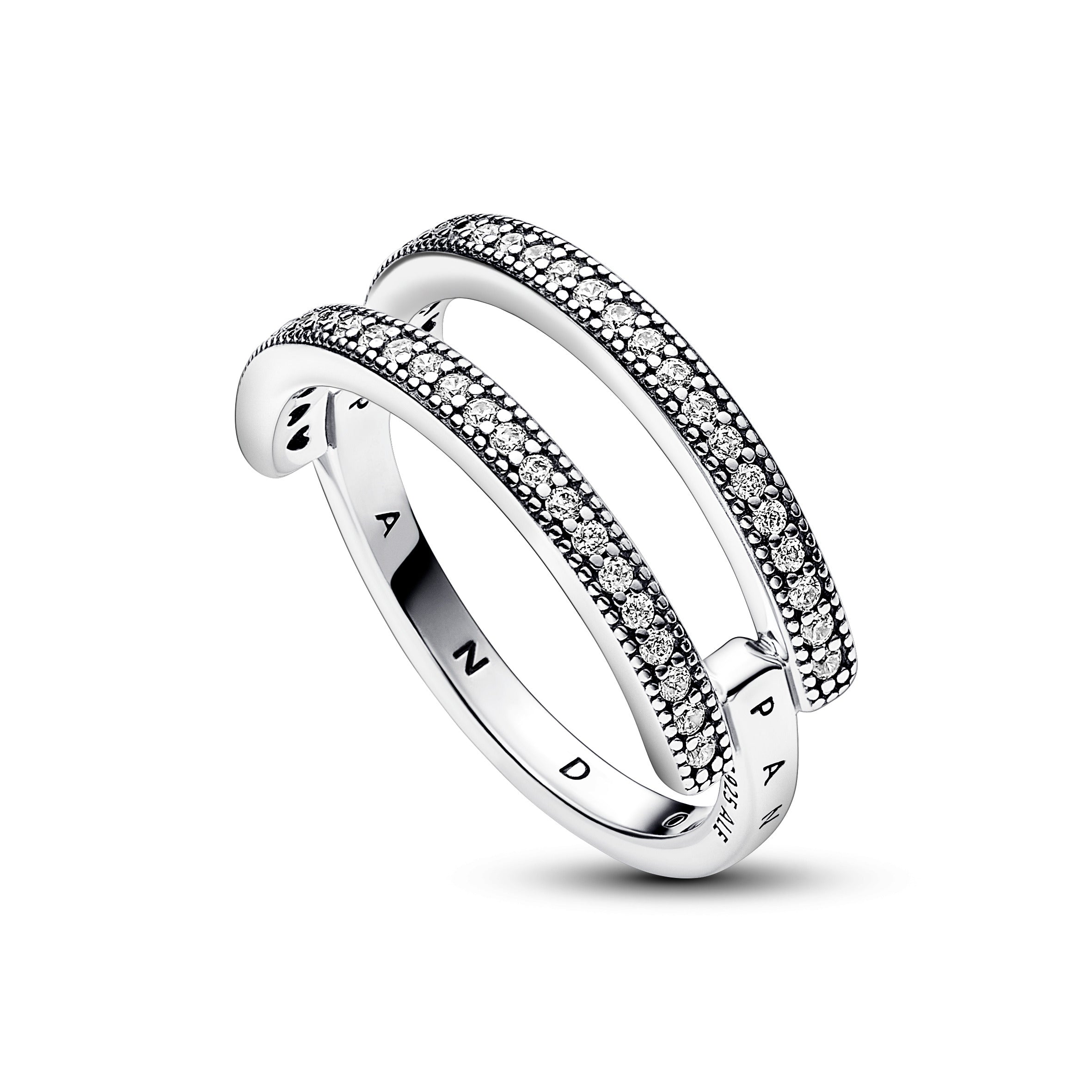 Pandora Signature Logo & Pave Double Band Ring
