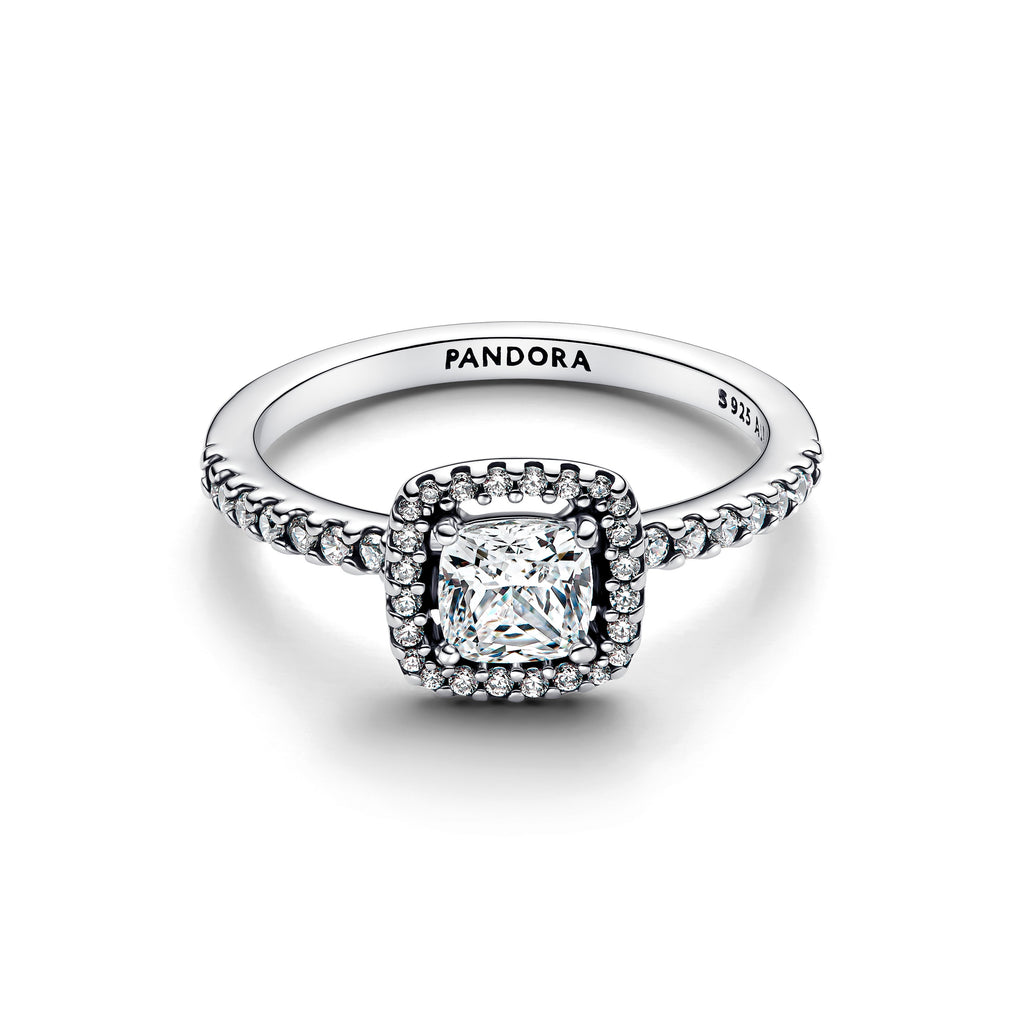 Pandora Sparkling Square Halo Ring
