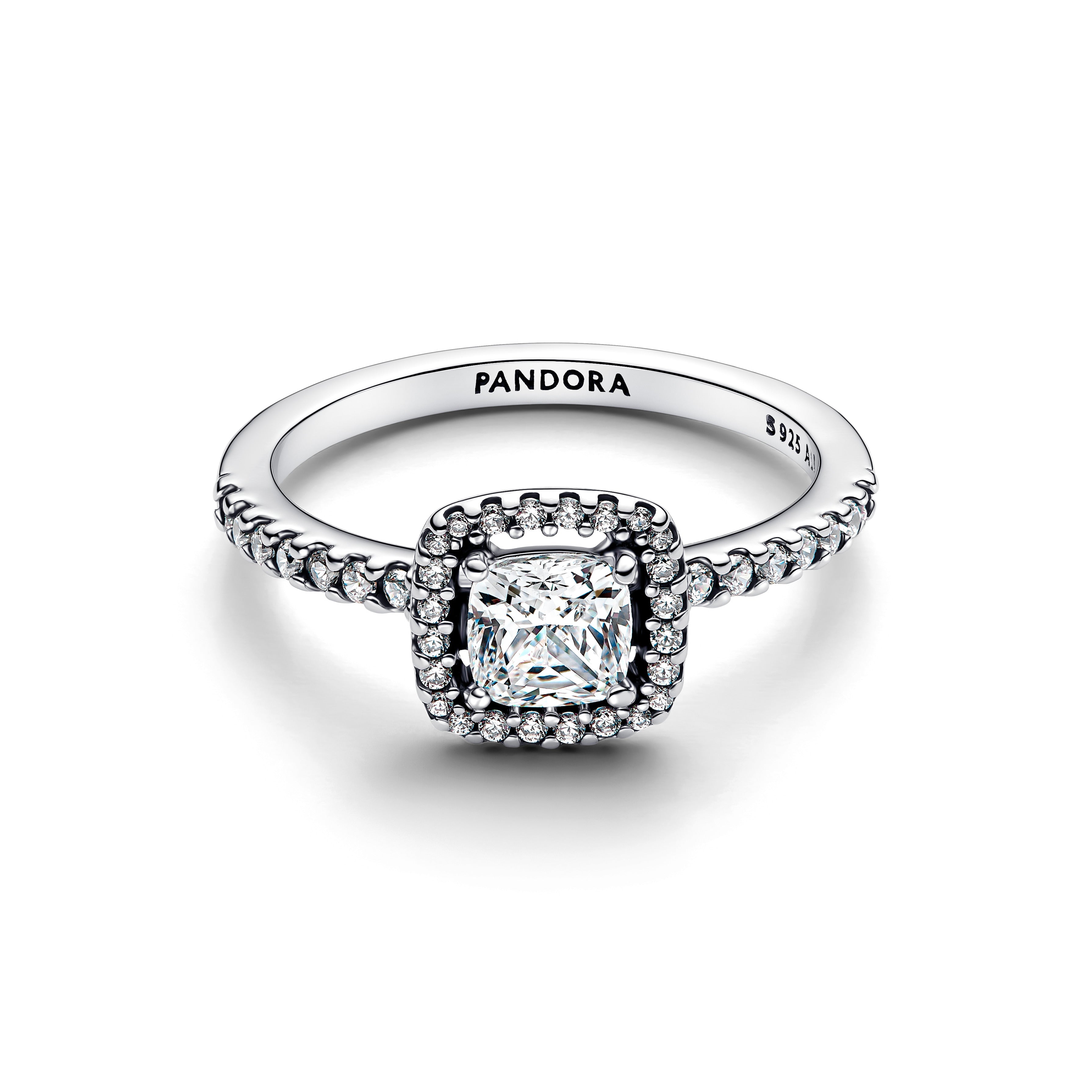 Pandora Sparkling Square Halo Ring
