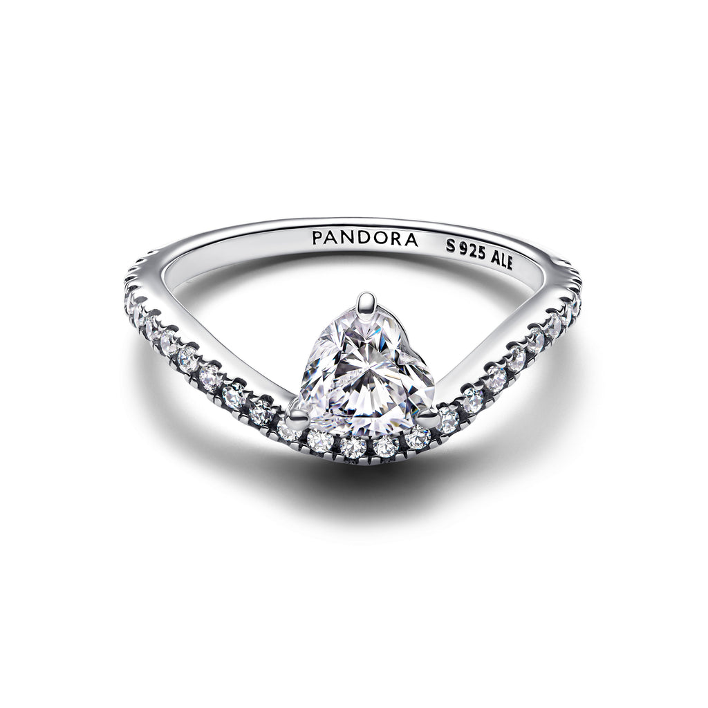Pandora Wavy Pave Heart Ring