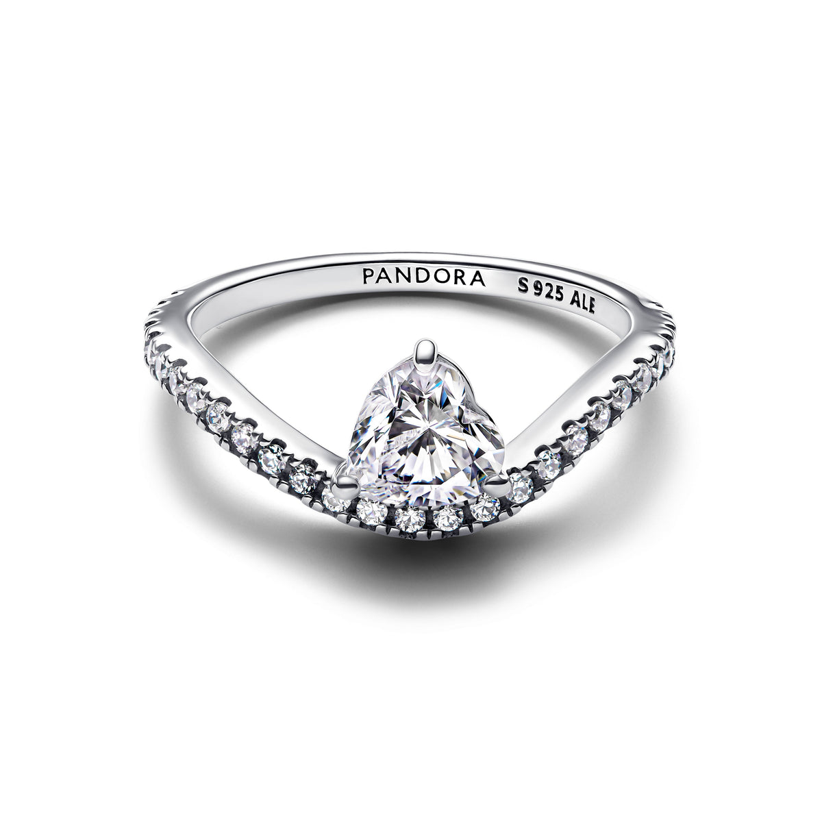 Pandora Wavy Pave Heart Ring