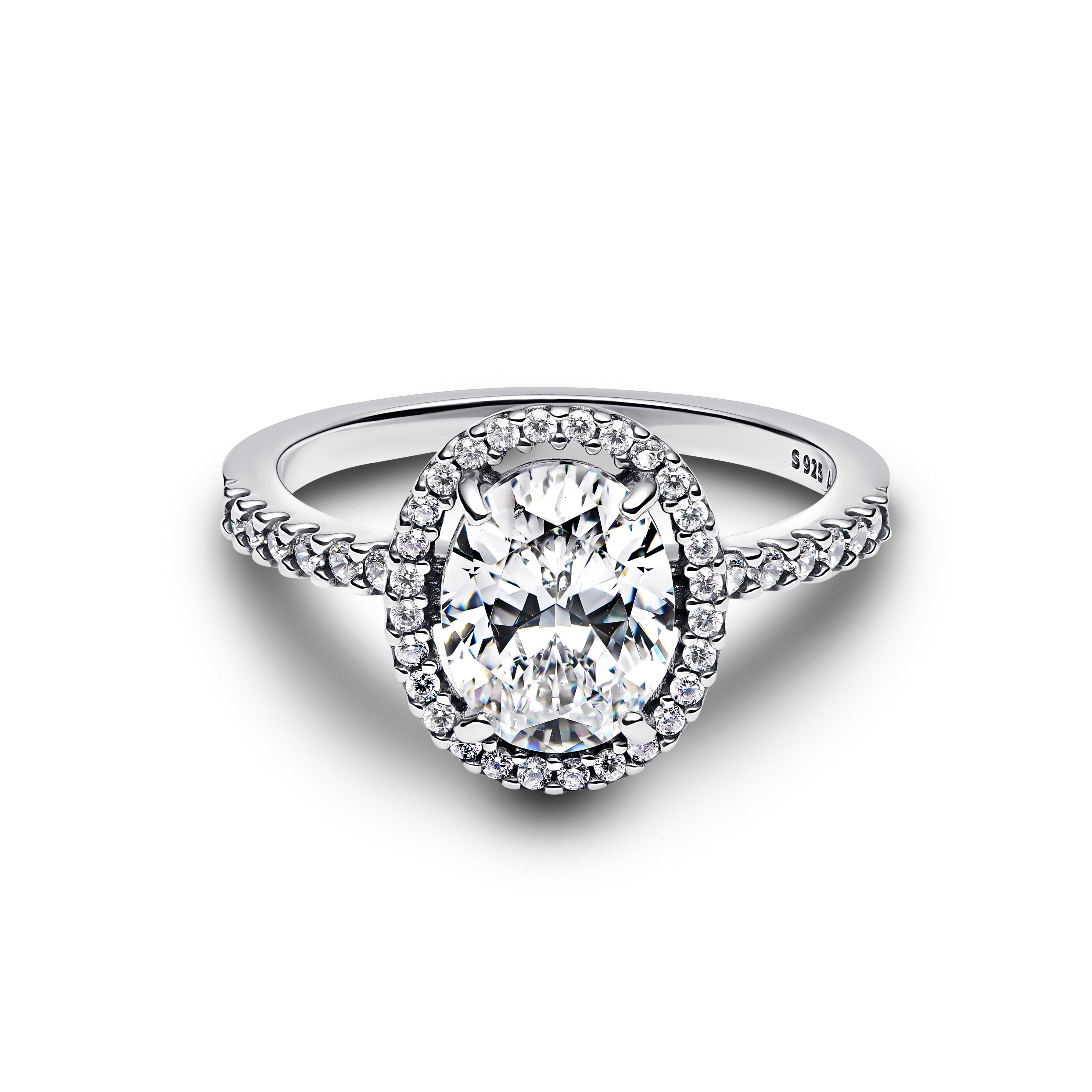 Pandora Oval Sparkling Halo Statement Ring