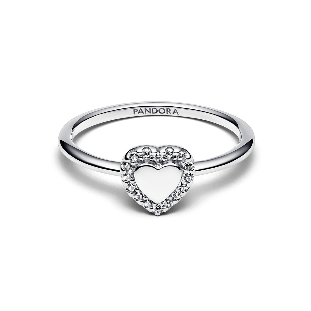 Pandora Engravable Heart Halo Ring