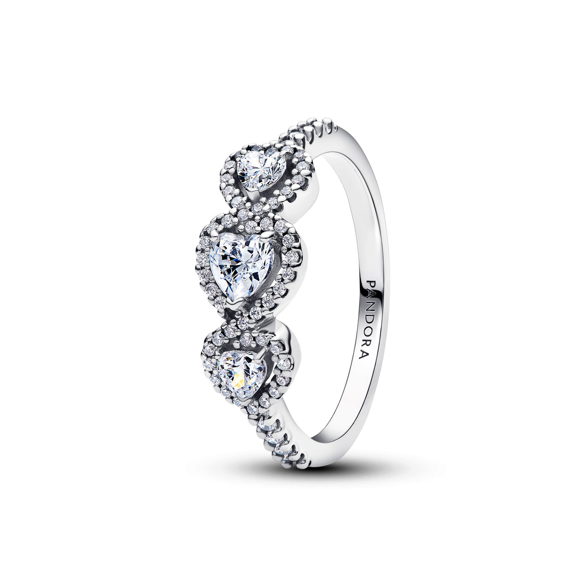 Pandora Halo Heart Trilogy Ring