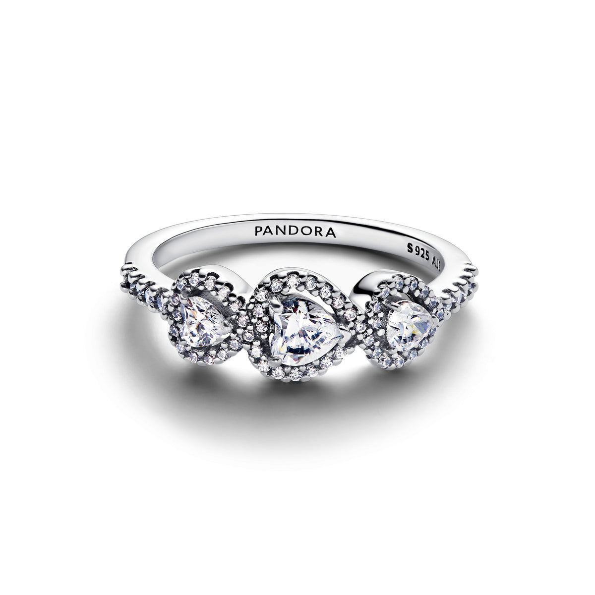 Pandora Halo Heart Trilogy Ring