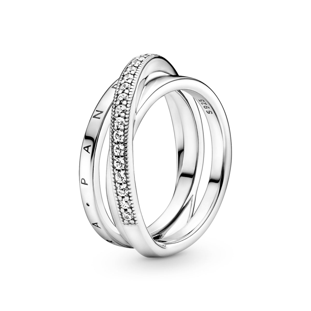 Pandora Crossover Pave Triple Band Ring
