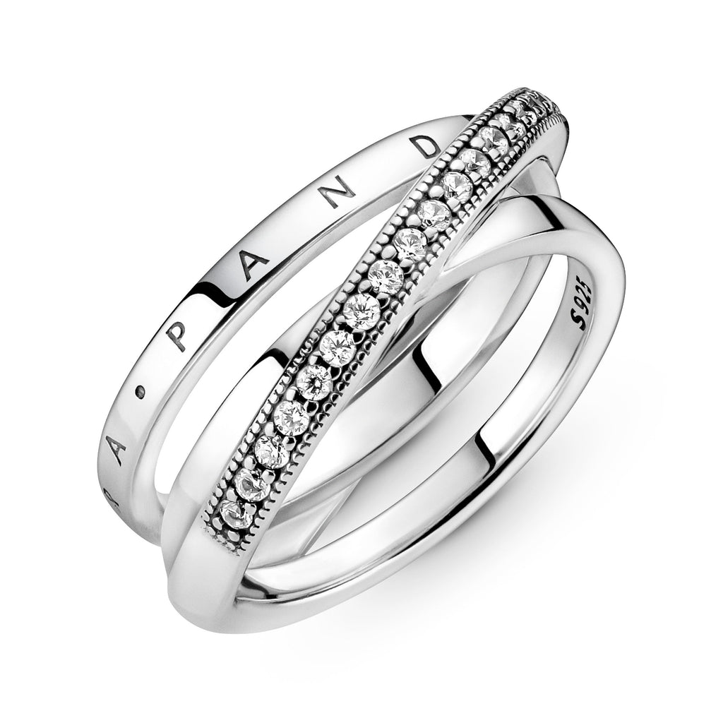 Pandora Crossover Pave Triple Band Ring