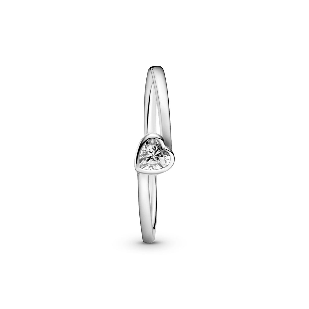 Pandora Clear Tilted Heart Solitaire Ring