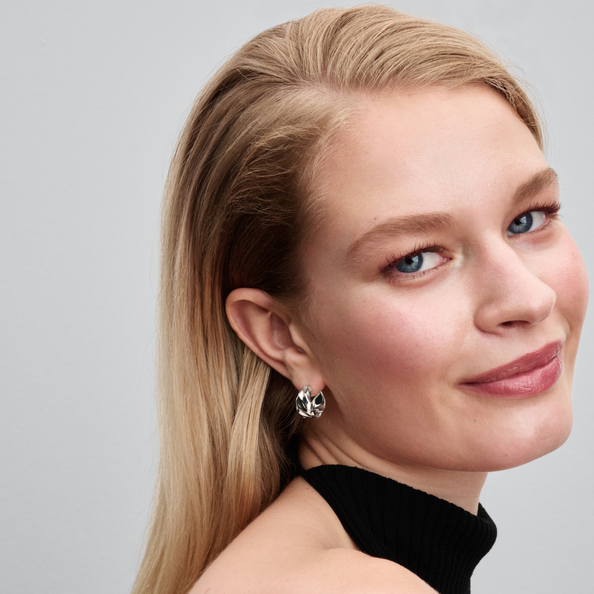 Pandora Rippled Small Hoop Earrings