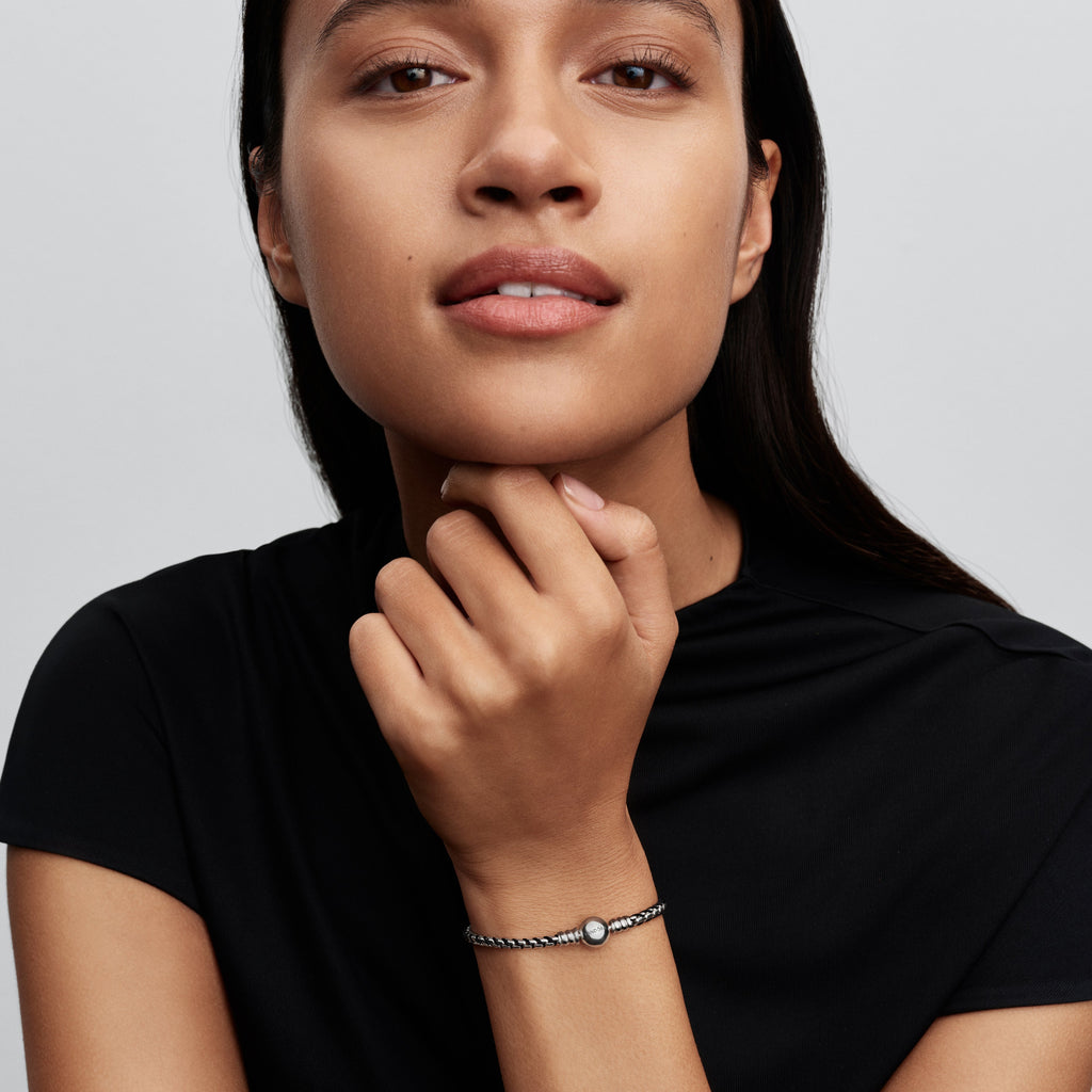 Pandora Black Cord Box Chain Bracelet
