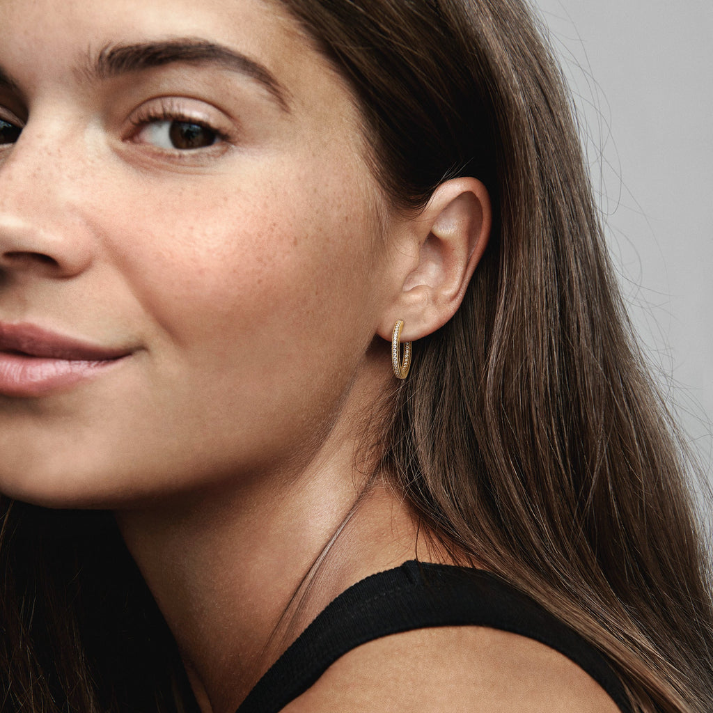 Pandora Signature Logo & Pave Hoop Earrings