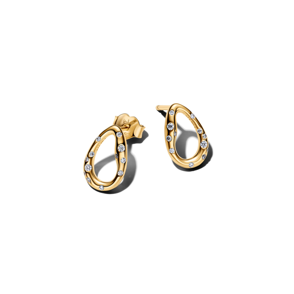 Pandora Organically Shaped Stone-Set Oval Stud Earrings