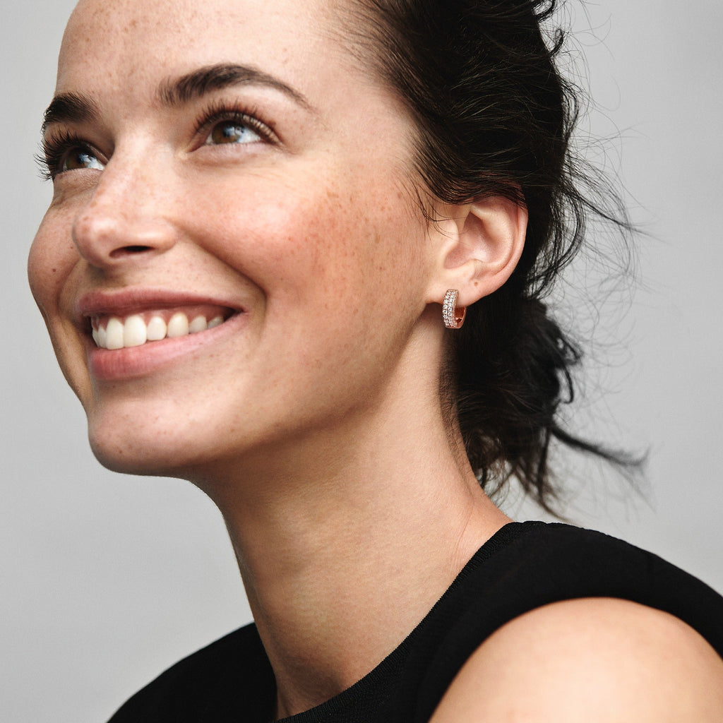 Pandora Timeless Pave Double-row Hoop Earrings