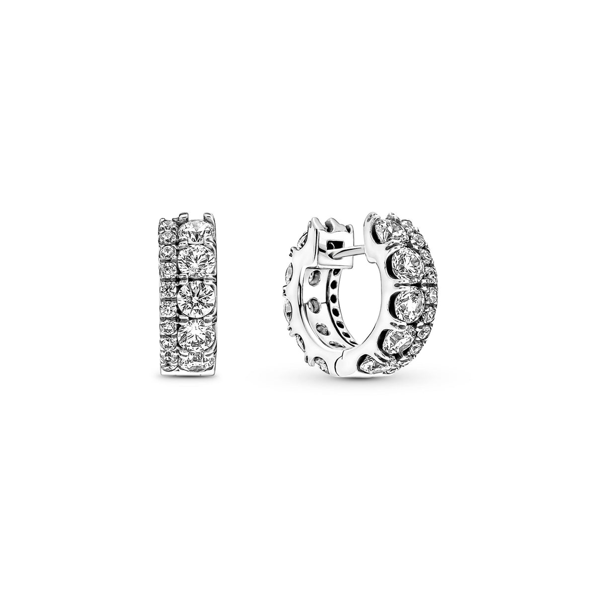 Pandora Double Band Pave Hoop Earrings