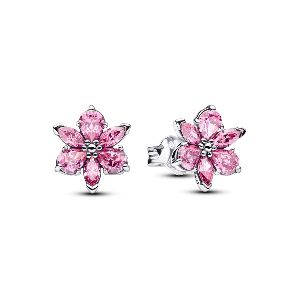 Pandora Herbarium Sparkling Pink Flower Stud Earrings