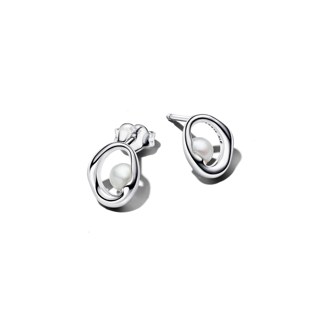 Pandora Organically Shaped Oval & Treated Freshwater Pearl Stud Earrings