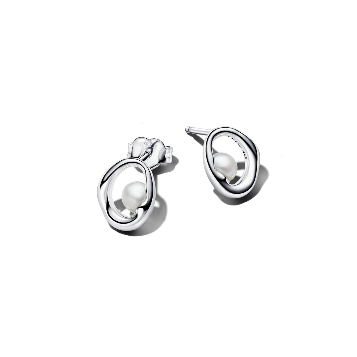 Pandora Organically Shaped Oval & Treated Freshwater Pearl Stud Earrings