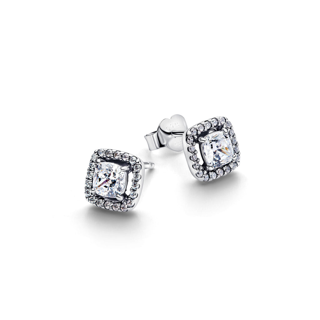 Pandora Square Halo Stud Earrings