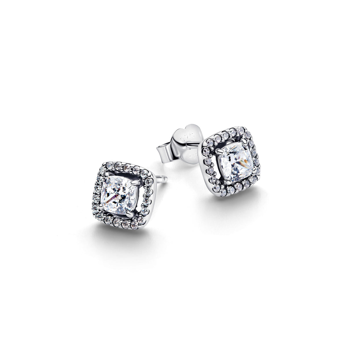 Pandora Square Halo Stud Earrings