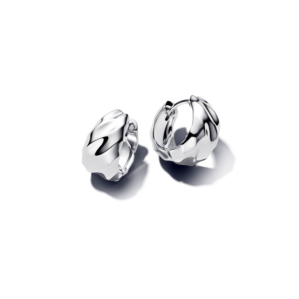 Pandora Rippled Small Hoop Earrings